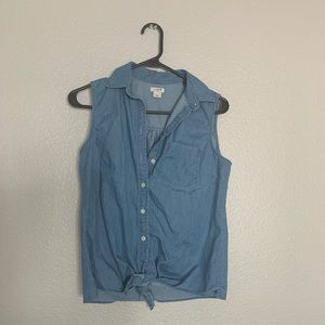 Sleeveless chambray top